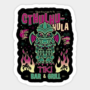 Cthulhu Hula Tiki Bar - Creepy Cute Lovecraft Monster - Hawaii Island Vacation Sticker